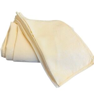 VTG Butter Yellow Damask Floral Rectangular Tablecloth 94x56 & 12 Napkins 14x14